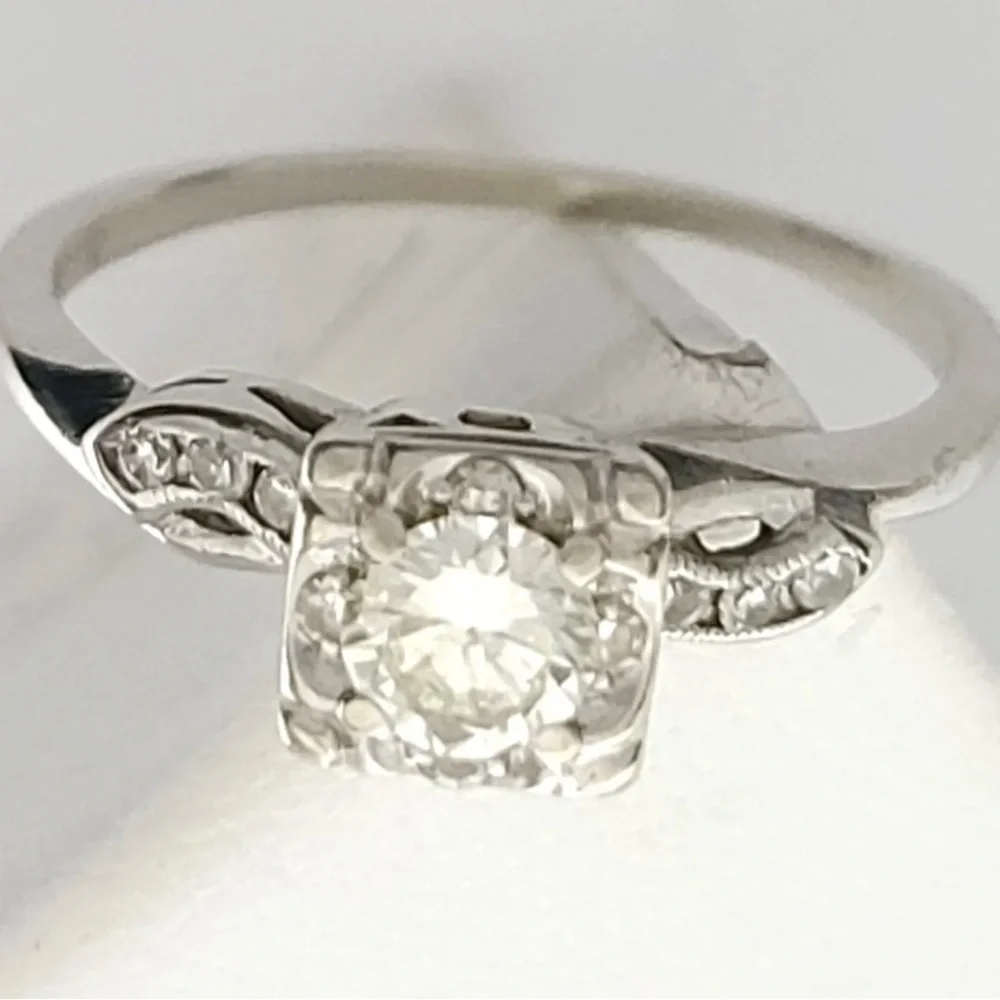 🩶 SOLD! 🩶 Retro Mid Century 14K Gold Diamond Ring - Antique Art Deco - Picture 5 of 13